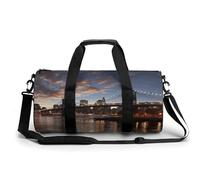Sac de sport pour homme et femme - Style : pont de New York - Cylindrique - Léger - 45 cm/22,9 cm/22,9 cm, Style :, 17.7in/9in/9in
