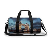 Sac de sport pour homme et femme Tower Bridge à Londres - Sac de sport cylindrique léger pour basket-ball, football, week-end, 45 cm/22,9 cm/22,9 cm, Style :, 17.7in/9in/9in