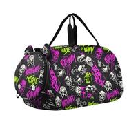 Sac de sport punk Peach noir crânes rock sac de sport avec compartiment à chaussures grande capacité sac de voyage sac de voyage pour pratique scolaire, sport, voyage bolsos deportivos para mujer