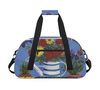 Sac de sport résistant à l'eau - avec compartiment, idéal pour le sport et les voyages de week-end pour filles, garçons, hommes et femmes, 48 x 26,9 x 22,1 cm, vase de jardinage artistique