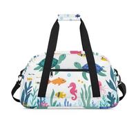 Sac de sport résistant à l'eau - avec compartiment, idéal pour le sport et les voyages de week-end pour filles, garçons, hommes et femmes, 48 x 26,9 x 22,1 cm, vie marine vive