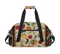 Sac de sport résistant à l'eau - Avec compartiment, idéal pour le sport et les voyages de week-end pour filles, garçons, hommes et femmes, 48 x 26,9 x 22,1 cm, festin de légumes colorés