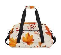 Sac de sport résistant à l'eau - avec compartiment, idéal pour le sport et les voyages de week-end pour filles, garçons, hommes et femmes, 48 x 26,9 x 22,1 cm, motif feuille d'automne chaude