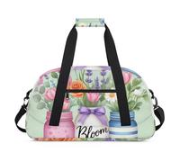 Sac de sport résistant à l'eau - avec compartiment, idéal pour le sport et les voyages de week-end pour filles, garçons, hommes et femmes, 48 x 26,9 x 22,1 cm, vase frais - Fleur