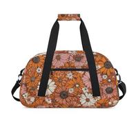 Sac de sport résistant à l'eau - avec compartiment, idéal pour le sport et les voyages de week-end pour filles, garçons, hommes et femmes, 48 x 26,9 x 22,1 cm, fleurs d'oranger chaudes