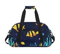 Sac de sport résistant à l'eau - avec compartiment, idéal pour le sport et les voyages de week-end pour filles, garçons, hommes et femmes, 48 x 26,9 x 22,1 cm, poissons tropicaux fantastiques