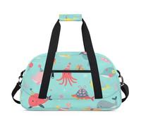 Sac de sport résistant à l'eau - avec compartiment, idéal pour le sport et les voyages de week-end pour filles, garçons, hommes et femmes, 48 x 26,9 x 22,1 cm, créature mignonne marine
