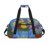 Sac de sport résistant à l'eau - avec compartiment, idéal pour le sport et les voyages de week-end pour filles, garçons, hommes et femmes, 48 x 26,9 x 22,1 cm, fleur naturelle - vase