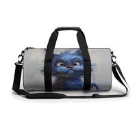 Sac de sport résistant à l'eau avec motif chat bleu dessin animé pour homme et femme, sac de voyage léger pour voyage, sport, blanc, 45 cm/22,9 cm/22,9 cm, blanc, 17.7in/9in/9in