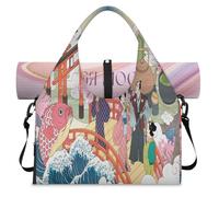 Sac de sport rétro japonais avec compartiment à chaussures, sac de week-end japonais, sac fourre-tout pour gym, yoga, voyage, couleur, L, Sac de voyage