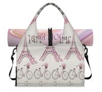 Sac de sport romantique sur le thème de la France Paris pour femmes et hommes, sac de week-end avec compartiment à chaussures, sac fourre-tout à bandoulière pour yoga, gym, voyage, couleur, L,