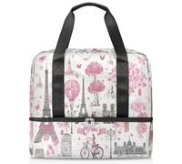 Sac de sport romantique sur le thème de Paris pour femmes et hommes Kirls Garçons Filles 21 L Sac fourre-tout séparé pour voyage, gym, yoga, couleur, Big, Organiseur de sac