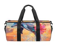 Sac de sport rond avec bandoulière amovible Motif dinosaure Vert, Multicolore 9., Taille unique, Bagage à main