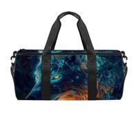 Sac de sport rond avec bandoulière amovible Motif loup vert, multicolore 2, Taille unique, Bagage à main