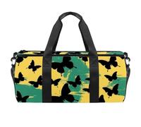Sac de sport rond avec bandoulière amovible - Motif papillons jaunes et verts - Pour homme et femme, multicolore 1, Taille unique, Bagage à main
