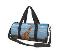 Sac de sport rond gothique imprimé crâne 25 l - Sac fourre-tout de voyage rond pour homme et femme - pour gym, randonnée, yoga, natation 45 x 23 x 23 cm, Girafe sous l'arbre en Afrique, Taille unique
