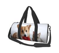 Sac de sport rond imprimé tête de mort fleurs 25 l - Sac fourre-tout de voyage pour homme et femme - pour gym, randonnée, yoga, natation 45 x 23 x 23 cm, Jolis chiens., Taille unique, Sac de voyage
