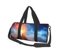 Sac de Sport Rond Montagne volcanique Active en éruption avec Sac de Voyage de Lave Chaude Sac à Main léger pour Le Yoga