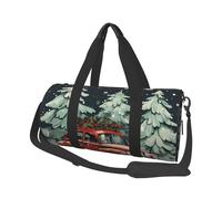 Sac de sport rond pliable pour homme et femme Motif arbre de Noël Rouge Taille unique, Noir , Taille unique