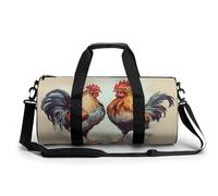 Sac de sport Rooster And Hen pour homme et femme, résistant à l'eau, sac de voyage léger pour voyage, sport, blanc, 45 cm/22,9 cm/22,9 cm, blanc, 17.7in/9in/9in