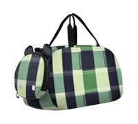 Sac de sport Rottweiler Buffalo à carreaux bleu marine et vert pour garçon avec compartiment à chaussures grande capacité pour l'école, le sport, les voyages