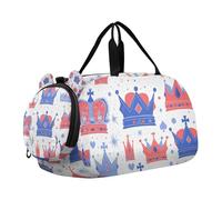 Sac de sport rouge blanc et bleu Union Jack Crown avec compartiment à chaussures grande capacité pour voyage, sport, fitness et entraînement