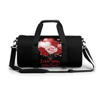 Sac de sport/sac à main/sac fourre-tout avec bandoulière pour homme et femme, motif Saint-Valentin « Je t'aime », petit modèle, avec bandoulière.