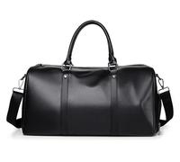 Sac de sport, sac de sport, 43,2 cm, sac de voyage pour homme, sac de voyage en polyuréthane avec compartiment à chaussures, sac à main, Noir , 44*21*24cm