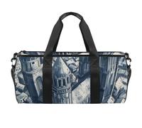 Sac de sport, sac de sport pour homme, sac d'entraînement, sac de week-end, peinture sur toit de construction, Motif 6142, 45x23x23cm(17.7x9x9in)