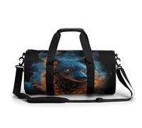Sac de sport, sac de sport, sac de sport cylindrique avec imprimé tête de loup dans des flammes bleues, sac de voyage pour homme et femme, style moderne, 45 cm/22,9 cm/22,9 cm, Style :,