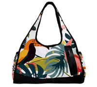 Sac de sport, sac de sport, sac de sport pour femme, sac fourre-tout pour voyage, entraînement, dessin animé moderne bougainvillier tropical, Motif 4221, 47x16.5x27cm(18.5x6.5x10.6in)