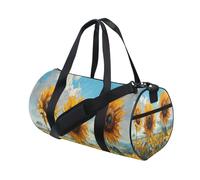 Sac de sport, sac de sport, sac de voyage, sac de voyage, sac de voyage, sac de peinture à l'huile, trois tournesols pour le week-end, le sport, les vacances, la danse, multicolore