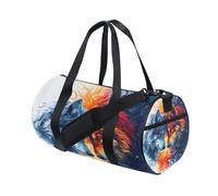 Sac de sport, sac de sport, sac de voyage, sac de voyage, sac de voyage, sac de voyage avec loups bleu et rouge pour le week-end, le sport, les vacances, la danse, multicolore