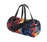 Sac de sport, sac de sport, sac de voyage, sac de voyage, sac de voyage, sac de voyage, sac de voyage avec loups face à face pour le week-end, le sport, les vacances, la danse, multicolore