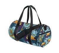 Sac de Sport Sac de Sport Sac de Week-End Fourre-Tout Perroquet Oiseaux tropicaux Fleur Bleu Sac de Voyage Sac d'entraînement Sac à Dos à bandoulière pour Femme Homme