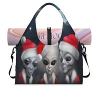 Sac de sport Santa Aliens pour femme et homme - Vaisseau spatial - Sac de week-end avec compartiment à chaussures - Sac fourre-tout à bandoulière pour yoga, gym, voyage, couleur, L, Organiseur de sac