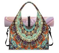 Sac de sport style mandala abstrait avec compartiment à chaussures style ethnique mandala pour le week-end, sac fourre-tout pour salle de sport, yoga, voyage, couleur, L, Sac de voyage