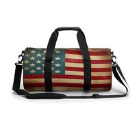 Sac de sport, style vintage, drapeau américain 4 juillet, sac de sport cylindrique, sac de voyage pour homme et femme, style moderne, 45 cm/22,9 cm/22,9 cm, Style :, 17.7in/9in/9in, Moderne