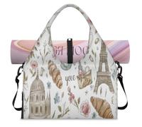 Sac de sport sur le thème de la France Paris avec compartiment à chaussures, sac fourre-tout pour la gym, le yoga, les voyages, couleur, L, Sac de voyage