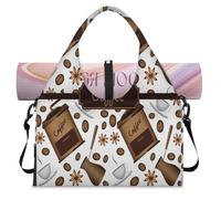 Sac de sport sur le thème du café avec compartiment à chaussures pour tasse à café, week-end, sac fourre-tout pour gym, yoga, voyage, couleur, L, Sac de voyage