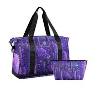 Sac de sport Techno Cactus Violet Grande capacité avec trousse de toilette pour voyages d'affaires, Cactus techno violet, 1 size