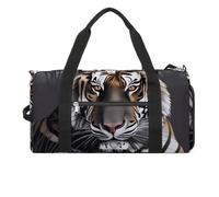 Sac de sport The Silent Monkey - Sac de sport pour homme et femme - Sac de nuit avec compartiment à chaussures, Tigre au repos, Taille unique, Art Déco