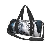 Sac de sport tigre blanc pour homme et femme - Article personnel - Sac de voyage en toile - Sac de week-end - Sac de sport léger - Sac de sport - Sac à main - Noir - Taille unique, Noir , Taille