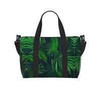Sac de sport vert à motif de plantes tropicales de la jungle, sac à bandoulière portable, adapté pour le fitness, les déplacements, les voyages.