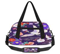 Sac de sport vintage à motif de grue japonaise pour enfants, garçons, filles, adolescents, pour le week-end, les voyages, la gymnastique, la danse, le ballet, multicolore