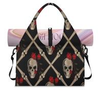 Sac de sport vintage avec compartiment à chaussures pour homme et femme, motif tête de mort, sac fourre-tout pour yoga, gym, voyage, couleur, L, Organiseur de sac
