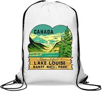 Sac de sport vintage avec cordon de serrage du Canada Lake Louise Banff National Park Blanc
