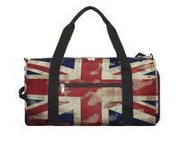 Sac de sport vintage avec motif drapeau britannique pour homme et femme avec compartiment à chaussures, sac de voyage, sac de sport pour sport, gymnase, yoga, Drapeau britannique vintage Union Jack