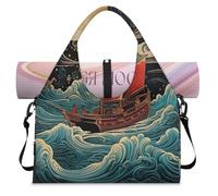 Sac de sport vintage japonais avec compartiment à chaussures, sac fourre-tout pour la gym, le yoga, les voyages, couleur, L, Sac de voyage