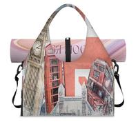 Sac de sport vintage London Union Jack pour femme et homme, sac de week-end avec compartiment à chaussures, sac fourre-tout à bandoulière pour yoga, gym, voyage, couleur, L, Organiseur de sac